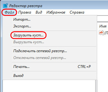 Жмём меню «Файл», выбираем «Загрузить куст».
